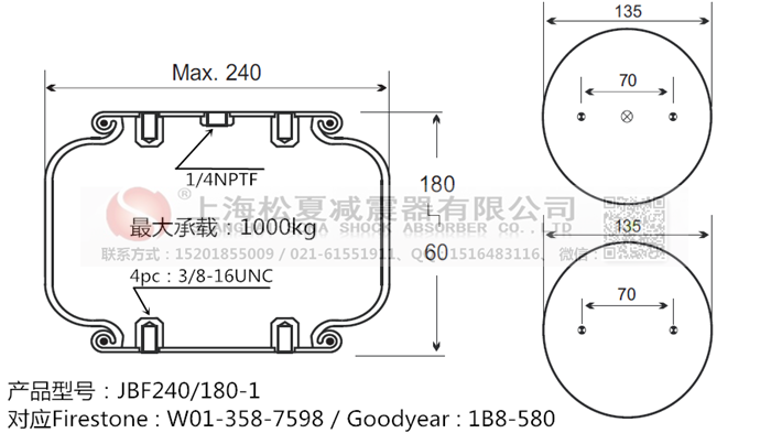 JBF240-180-1橡膠<a href='http://sunshineage.com/' target='_blank'><u>空氣彈簧</u></a>