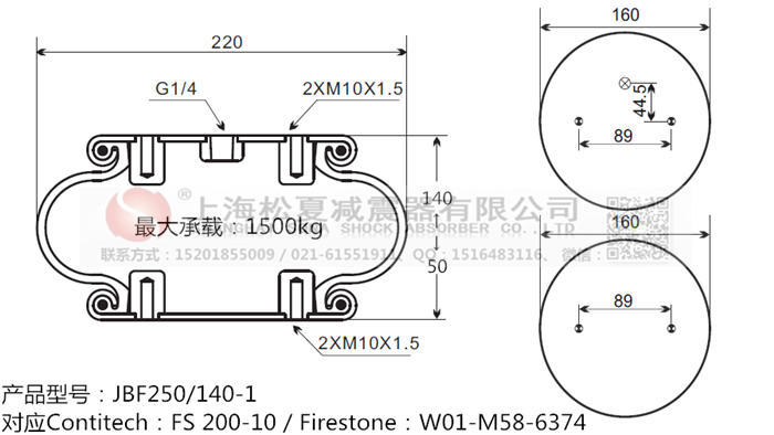 JBF250/140-1橡膠<a href='http://sunshineage.com/' target='_blank'><u>空氣彈簧</u></a>