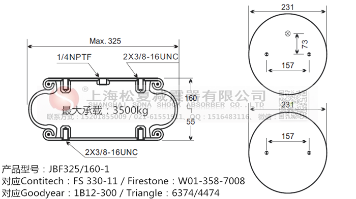 JBF325/160-1橡膠<a href='http://sunshineage.com/' target='_blank'><u>空氣彈簧</u></a>