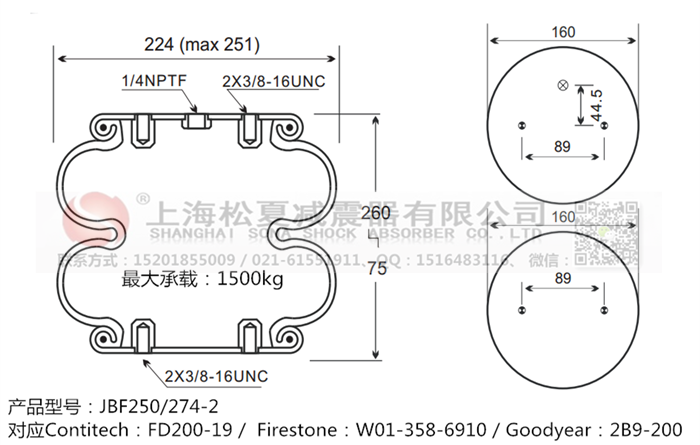 JBF250/274-2橡膠<a href='http://sunshineage.com/' target='_blank'><u>空氣彈簧</u></a>